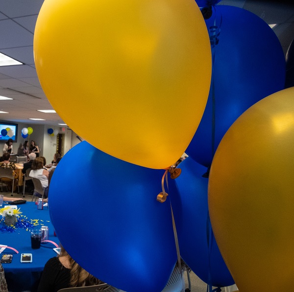 Gold and blue balloons